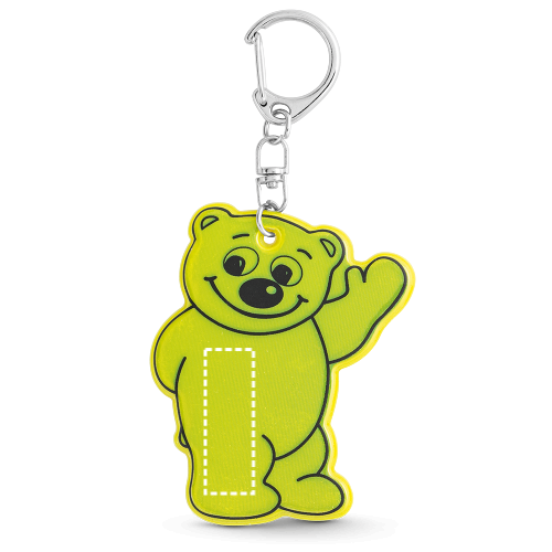 BERRY. Reflexní klíčenka - Umístění a max. velikost potisku: Střed, 10 x 30, Typ potisku a počet barev: Tampontisk, 4 barvy, Počet kusů: 1