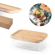 PORTOBELLO. Obědová krabička. Hermetický box z borosilikátového skla a bambusového víka 1000 ml