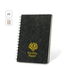 MISHIMA. Zápisník A5 s polotvrdým obalom z recyklovanej plsti (100 % rPET) s krúžkami a linajkovými stranami