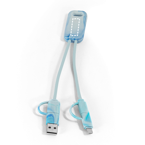 BERNERS. Superrychlý USB kabel 6v1 ve recyklovaného PET (100% rPET) - Umístění potisku: Horní část zadní strany, Typ potisku: Tampontisk (max. 4 barvy, 30 x 12mm), Počet barev potisku: 1 barva, Počet kusů: 25