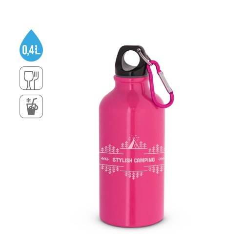 LANDSCAPE S. Hliníková športová fľaša s karabínou 400 ml