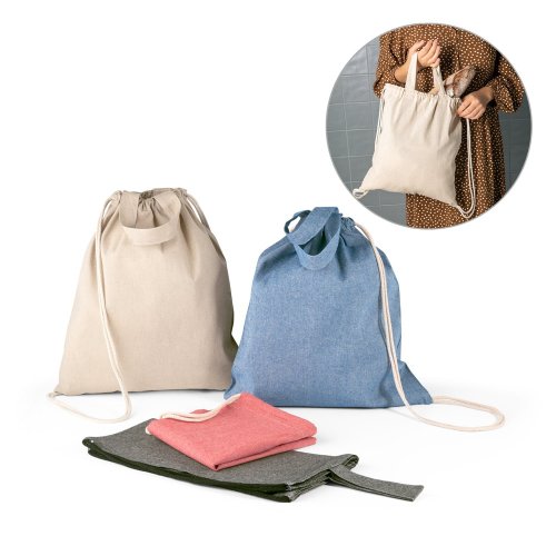 RISSANI. Taška so šnúrkou z recyklovanej bavlny (70 %) a polyester (30 % rPET) (140 g/m²)