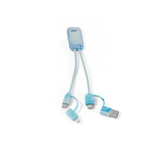 BERNERS. Superrychlý USB kabel 6v1 ve recyklovaného PET (100% rPET) - Umístění potisku: Horní část zadní strany, Typ potisku: Tampontisk (max. 4 barvy, 30 x 12mm), Počet barev potisku: 1 barva, Počet kusů: 25