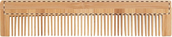 Bessone bambusový hřeben - Umístění a max. velikost potisku: Zadní strana, 70 x 8, Typ potisku a počet barev: Tampontisk, 1 barva, Počet kusů: 4000