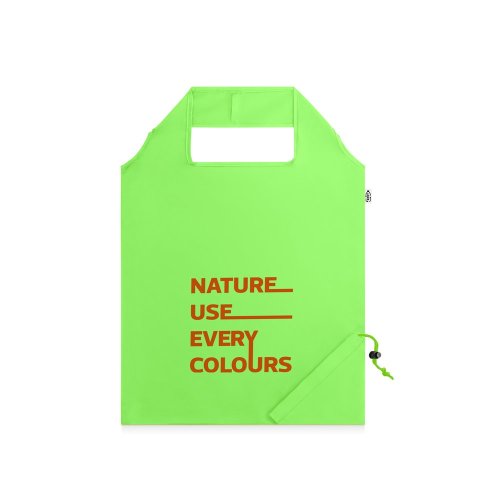 BEIRA. Skládací taška 190T rPET - Umístění potisku: Kapsa, Typ potisku: Transfer (max. 4 barvy, 50 x 30mm), Počet barev potisku: 1 barva, Počet kusů: 110