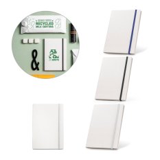 MILKY. Poznámkový blok A5 vyrobený z kartónov z recyklovaného mlieka s linajkovými stranami