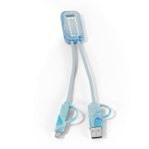 BERNERS. Superrychlý USB kabel 6v1 ve recyklovaného PET (100% rPET) - Umístění potisku: Horní část zadní strany, Typ potisku: Tampontisk (max. 4 barvy, 30 x 12mm), Počet barev potisku: 1 barva, Počet kusů: 25