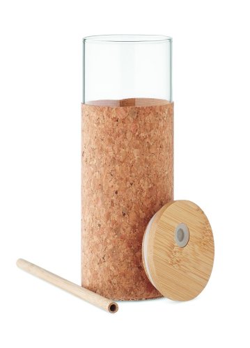 Sklenice v korku, s brčkem