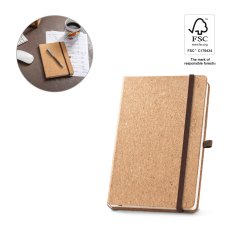 HAWKINS A5. Korkový zápisník A5 s hladkými stranami z materiálu s certifikátom FSC™ a ďalších kontrolovaných materiálov
