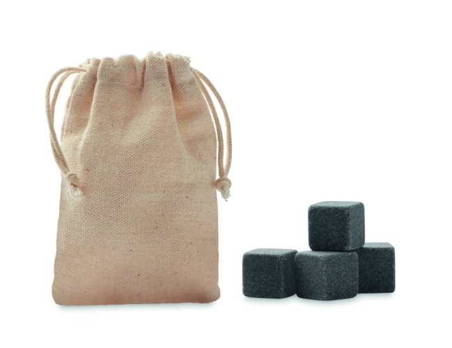 4 kostky z kamene v sáčku - Umístění potisku: POUCH BACK, Typ potisku: Sítotisk (max. 4 barvy, 60x40mm), Počet barev potisku: 3 barvy, Počet kusů: 350