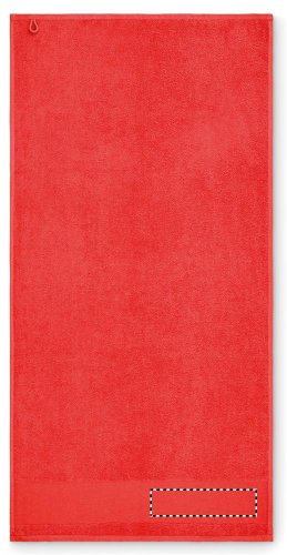 Bavlněný ručník na ruce - Umístění a max. velikost potisku: STRIP LEFT, 50x200mm, Typ potisku a počet barev: Sítotiskový transfer, 6 barev, Počet kusů: 2000