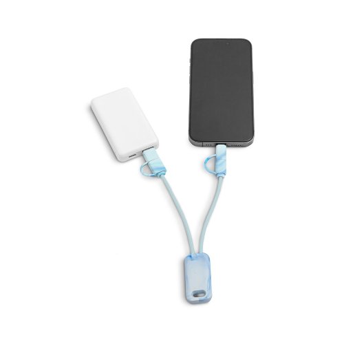BERNERS. Superrychlý USB kabel 6v1 ve recyklovaného PET (100% rPET) - Umístění potisku: Horní část zadní strany, Typ potisku: Tampontisk (max. 4 barvy, 30 x 12mm), Počet barev potisku: 1 barva, Počet kusů: 25