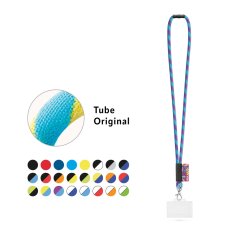 WATFORD. SET Lanyard TUBE Long (Ø 7 mm) s 9 mm karabínou, bezpečnostnou sponou Ø 7 mm a pevným puzdrom na odznak/kartu 91 x 68 mm