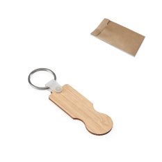 SHOPZ. Bambusový prívesok na kľúče s koncom v tvare mince