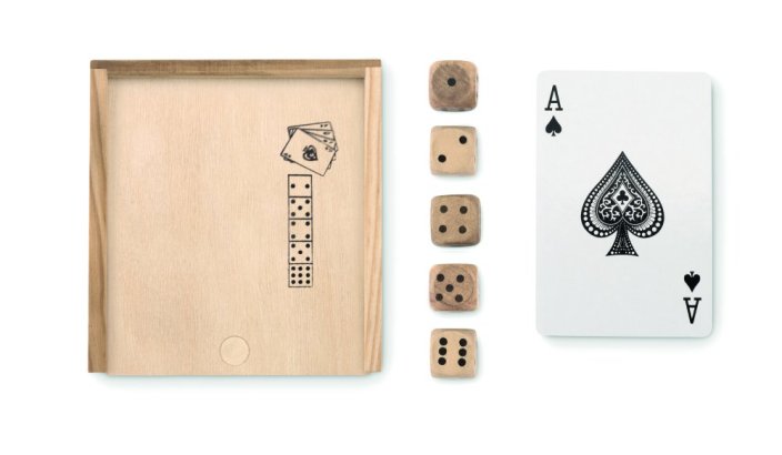 Karty a kostky v krabičce