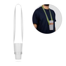 BRADFORD. SADA SUBLIMAČNÁ šnúrka na krk so sublimáciou, dlhá II (20 mm), duálna, z recyklovaného polyesteru (100 % rPET) so sublimačnými držiakmi na poháre