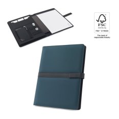 SANDERSON FOLDER. Složka A4 z PU (50 % recyklovaný) s magnetickým uzávěrem a poznámkovým blokem s linkovanými stránkami