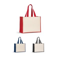 HELSINQUE COLOUR. Plátená taška (320 g/m²), so dnom a bokmi z laminovanej juty (350 g/m²) v rôznych farbách