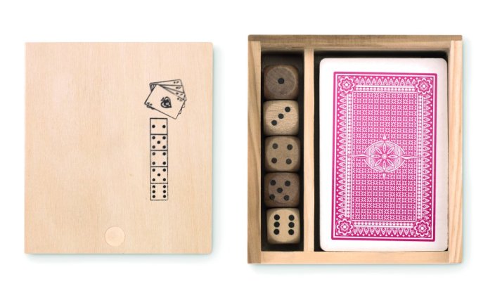 Karty a kostky v krabičce