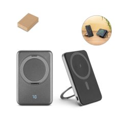 WARSHEL 5. Magnetická powerbanka 5 000 mAh s 15W superrychlou bezdrátovou nabíječkou z recyklovaného ABS (100% rABS) se stojánkem