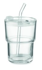 Skleněný kelímek s brčkem 400ml