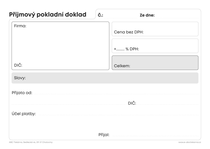 Príjmový pokladničný doklad A6 prepisovací, 50 listov