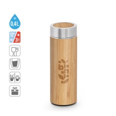 NATUREL. Bambusová a nerezová (90 % recyklovaných) termofľaša 430 ml
