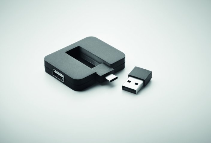 4portový USB rozbočovač - Umiestnenie potlače: TOP, Typ potlače: Tampontisk (max. 4 farby, 20x40mm), Počet farieb potlače: 1 farba, Počet kusov: 60
