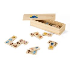 DOMIN. Dřevěné domino pro děti s 28 obrázky zvířat