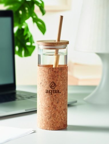 Sklenice v korku, s brčkem