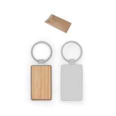 GASTON RECTANGULAR. Obdĺžniková kľúčenka zo zinku a bambusu