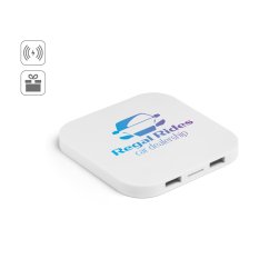 CAROLINE. Superrychlá 15W bezdrátová nabíječka s HUB 2 USB-A porty z recyklovaného ABS (60% rABS)