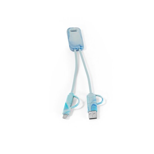BERNERS. Superrychlý USB kabel 6v1 ve recyklovaného PET (100% rPET) - Umístění potisku: Horní část zadní strany, Typ potisku: Tampontisk (max. 4 barvy, 30 x 12mm), Počet barev potisku: 1 barva, Počet kusů: 25