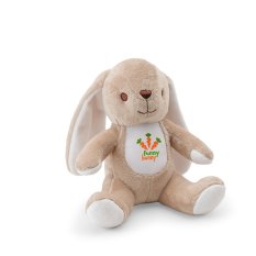BUGS. Polyesterová plyšová hračka v tvare zajaca s vlastnou látkou na personalizáciu