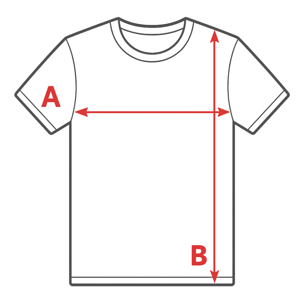 Tričko – rozměry A a B